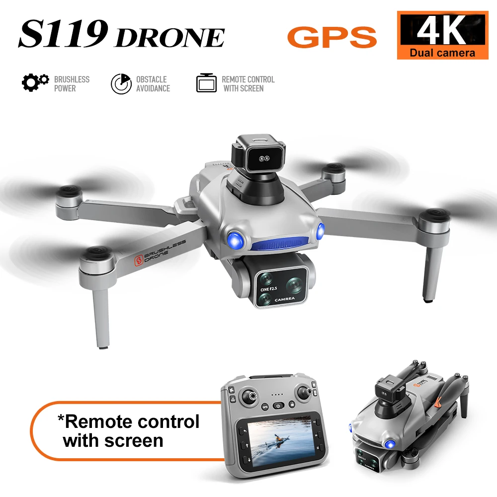S119 Drone GPS WIFI FPV 1KM 4K Dual Camera Gesture Photo 360° Obstacle Avoidance Smart Follow Quadcopter 4.5