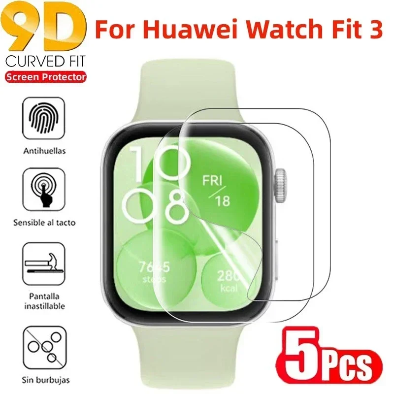 5PCS Screen Protector For Huawei Watch Fit 3 Anti Scratch Clear TPU Hydrogel Film for Huawei Fit3 Watch Accessories