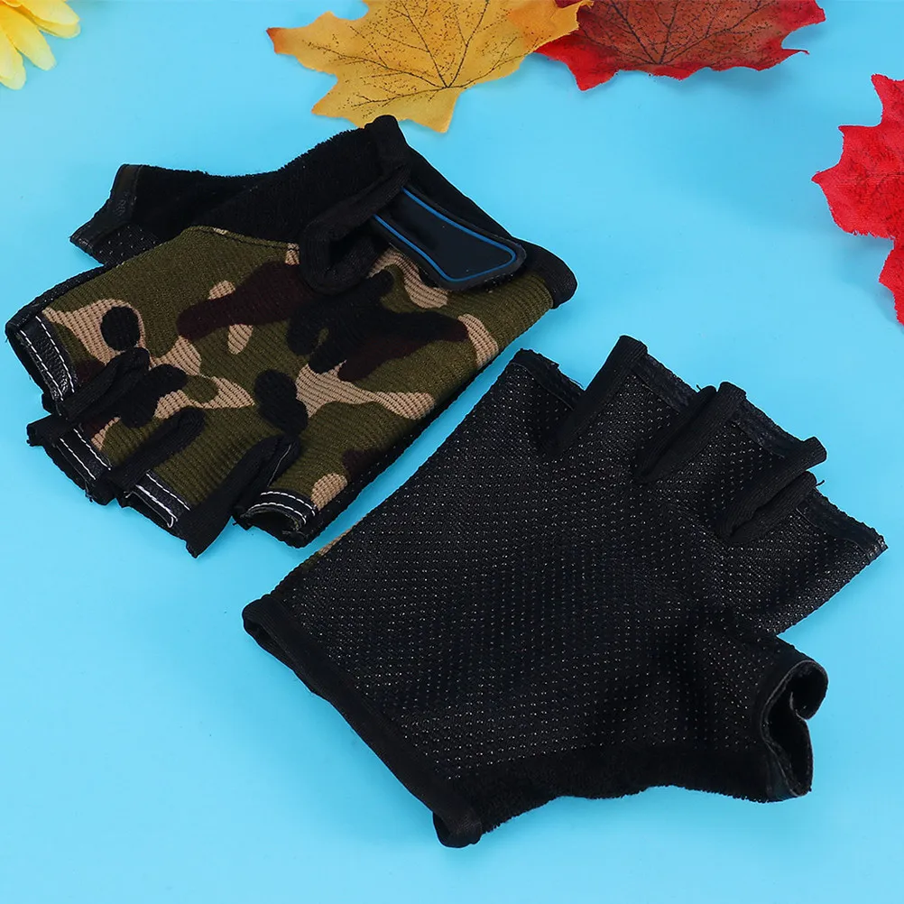 

1 пара детских спортивных перчаток без пальцев, противоскользящие дышащие перчатки для велоспорта и альпинизма для детей, камуфляжные