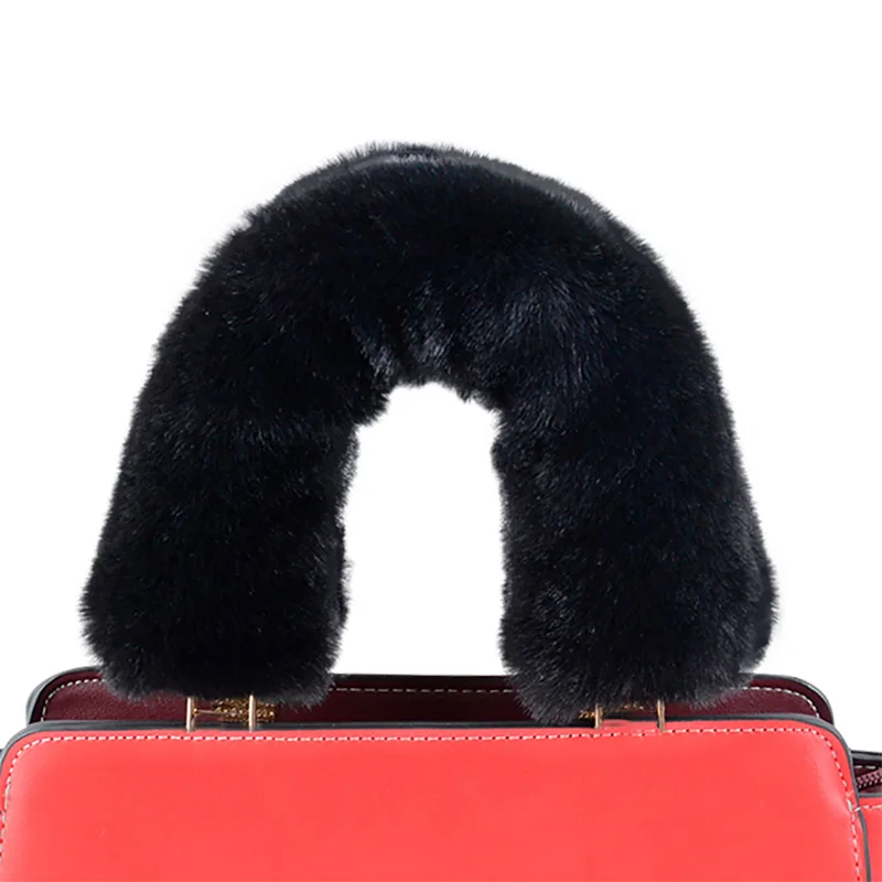 New  1 Pc Plush Fur Furry Bag Strap Covers Sleeves with Loop Fastener Cover for Bag Handles Replacements Accessories