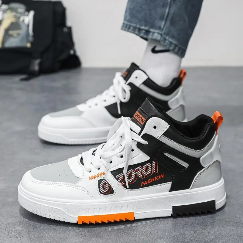 2024 Spring Autumn New Versatile Fashion Men's High Top Casual Board Shoes Comfortable and Lightweight Running and Sports Shoes