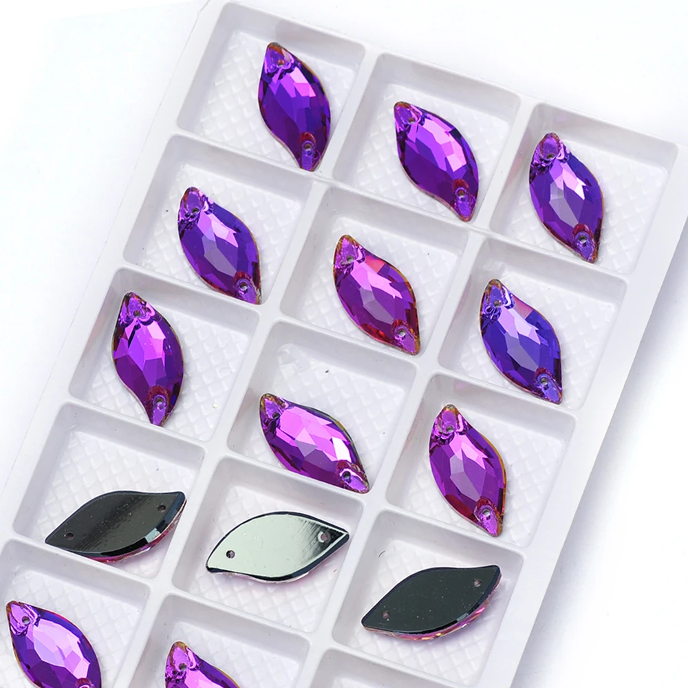 Heliotrop-Flachrücken-Nähsteine, Glaskristall-Aufnähsteine, Glitzerkristallperlen für Kleidung, Schuhe, Taschen – Detail 11