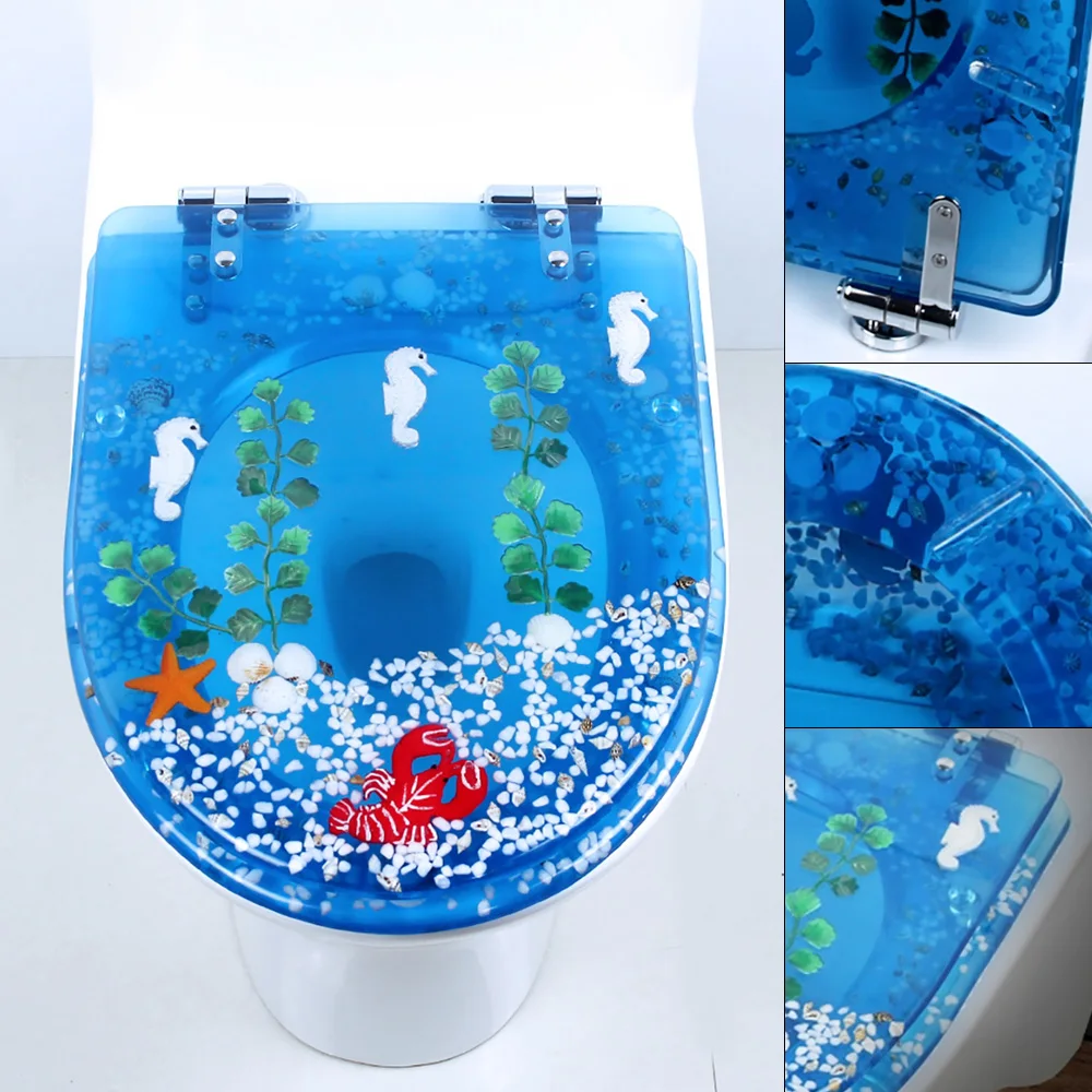 Blue Ocean Resin Toilet Seat Transparent And Safe Resin Toilet Seat Not Fragile Silent And Thick Toilet Seat Easy To Clean