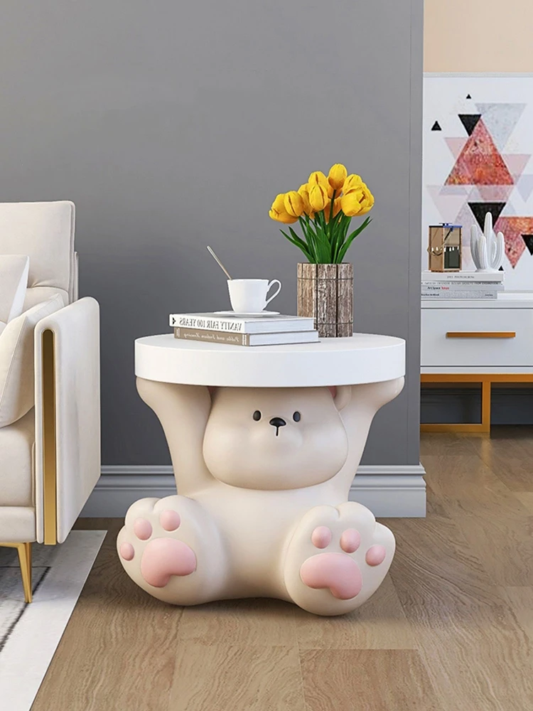 

Vigorous Bear Statue Side Tables Living Room Large Floor Decor Resin Sculptures Nordic Style Home Decor Bedside Table Figurines