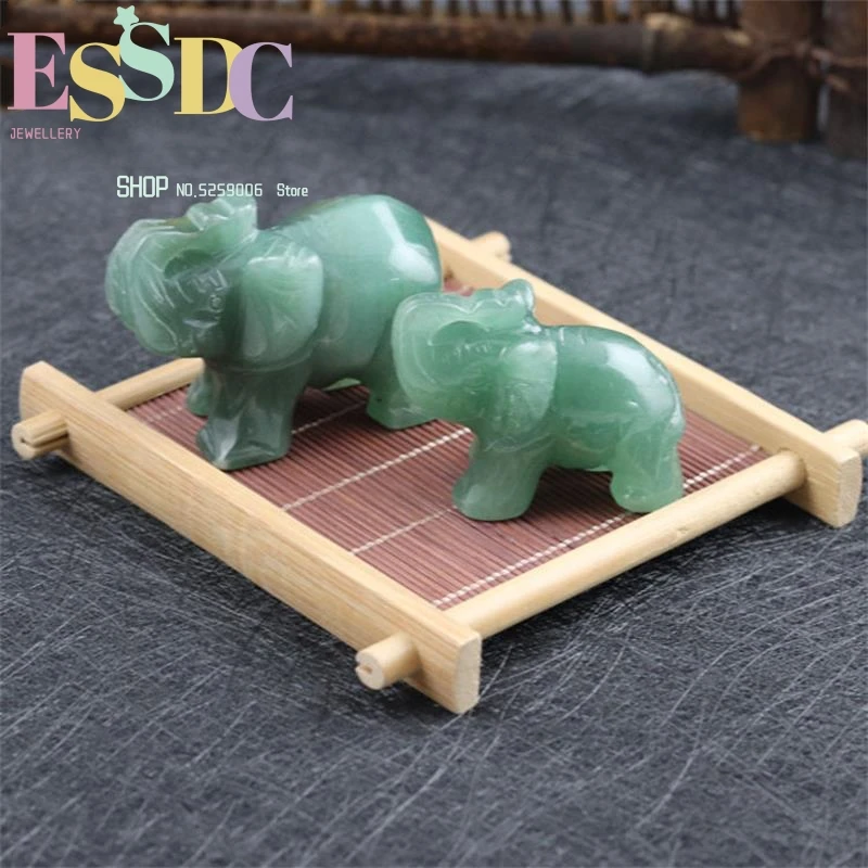 Green Dongling Semi-precious Stone Crystal Elephant Jade Carving Small Animal Crafts Feng Shui Souvenir Ornaments