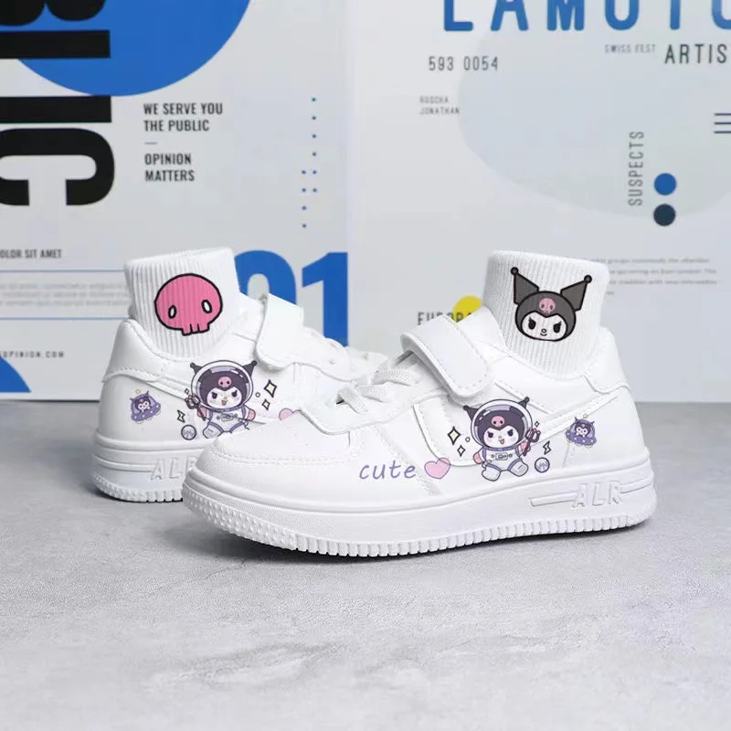 real pictures plus size Versatile Kuromi cartoon Design Casual Shoes 2024 New Style women Canvas white Children's board shoes