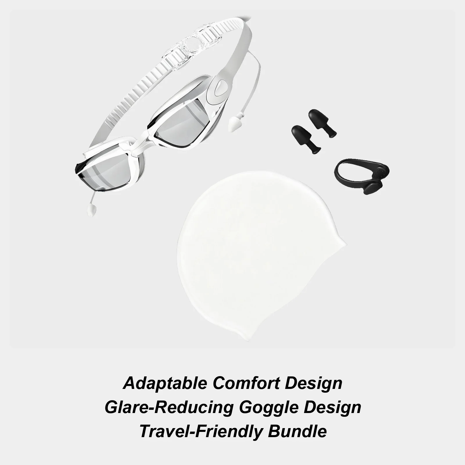 

Очки для плавания, мужские противотуманные очки для воды с зажимом для носа, регулируемый ремешок, герметичные очки для бассейна для женщин, мужчин, начинающих