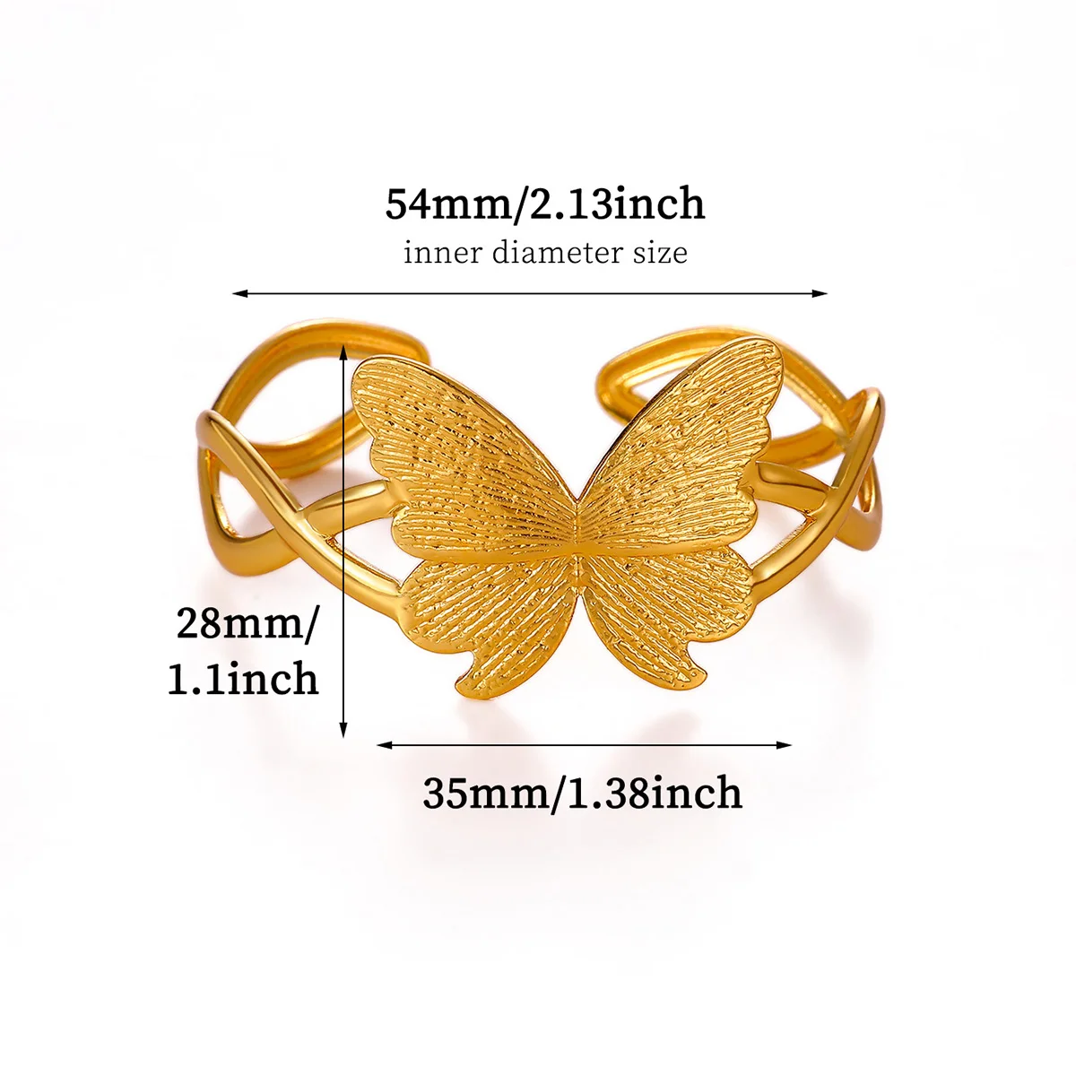 Fashion Wide Cuff Bangle Gold Color Ginkgo Leaf Butterfly Open Broad Surface Bracelet Luxury Jewelry 2026 New Gift Iron