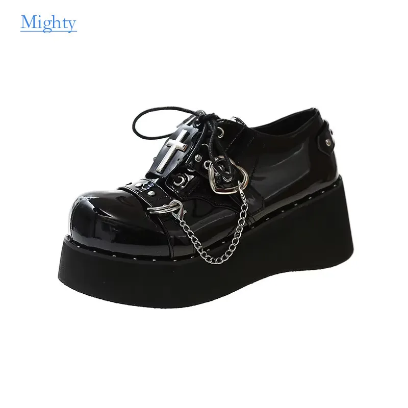 Gothic Cross Spider Decoration Punk Hotgirl Women Lolita Shoes Holy Light Knight Dark Style Y2K Women's Shoes Ladies Pumps