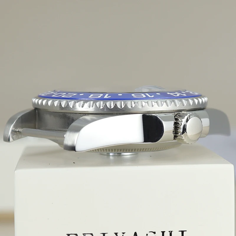 Fanya 40mm Watch Case Sapphire Glass For Seiko NH35 NH36 NH34/38 Miyota 8215 ETA2824 Movement 28.5mm Dial GMT Blue Ceramic Bezel