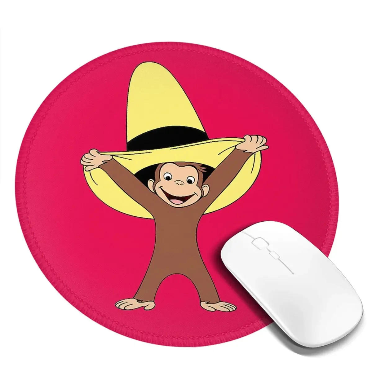 Curious George Round Mouse Pad Computer Keyboard Mouse Mat Gaming PC Desk Mat Office Table Mats