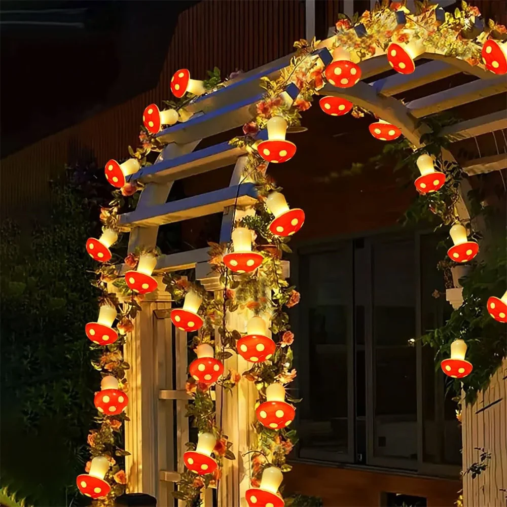 سلسلة أضواء الفطر الشمسي للحديقة ، زينة عيد الميلاد في الهواء الطلق ، المسار ، العشب ، 8 أوضاع ، 057 #3