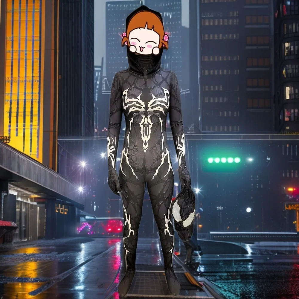 

Halloween Adults Suit Venom Gwen Spider Cosplay Costume Woman Symbiote Superhero Zentai Bodysuit Female Party Jumpsuits-1