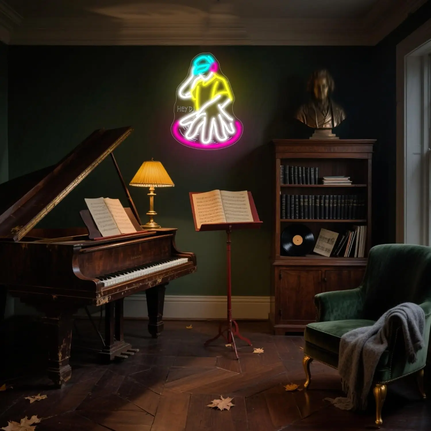 DJ Player Neonowy Znak Świetlny LED Dekoracja Ścienna do Męskiej Jaskini, Pokoju Muzycznego, Studia, na Scenę, do Hali Tanecznej, Baru, Sypialni, na Imprezę, Urodziny