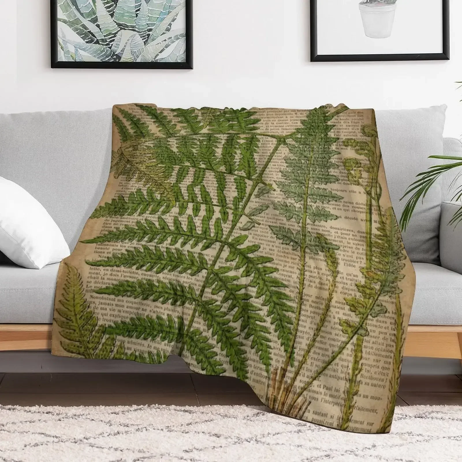 

vintage foliage hipster botanical print fern leaves Throw Blanket christmas gifts Luxury Brand Thin Soft Blankets