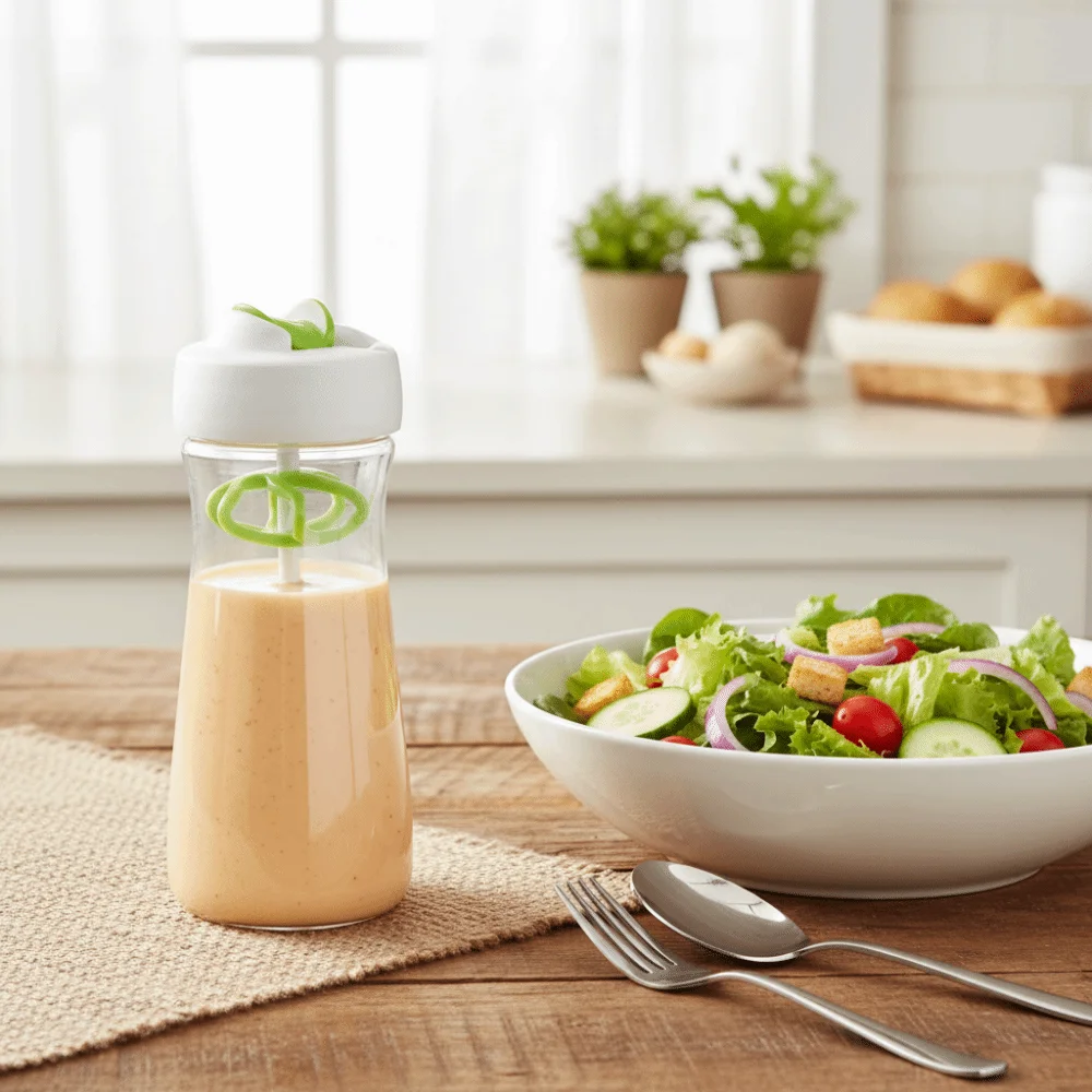 Hand Cranked Salad Dressing Mixing Cup Efficient Transparent Cream Measuring Cup Plastic 500 ML Salad Dressing Bottle Restaurant