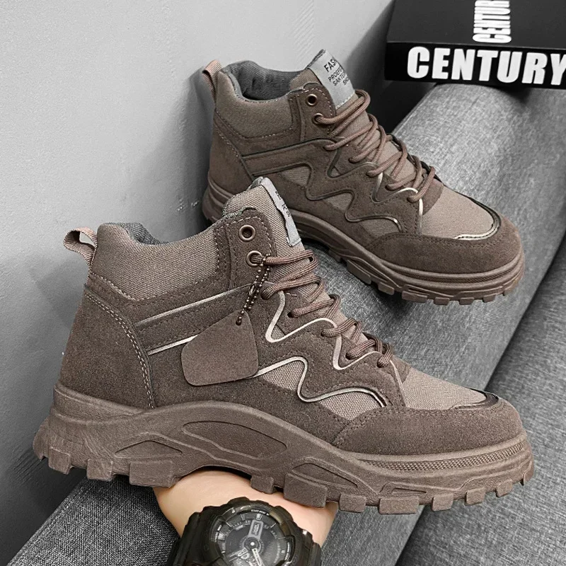 2024 New Autumn Men's Workwear shoes Trend Breathable Durable Comfortable Ankle Boots Casual cheap Shoes Sneakers Mid top boots