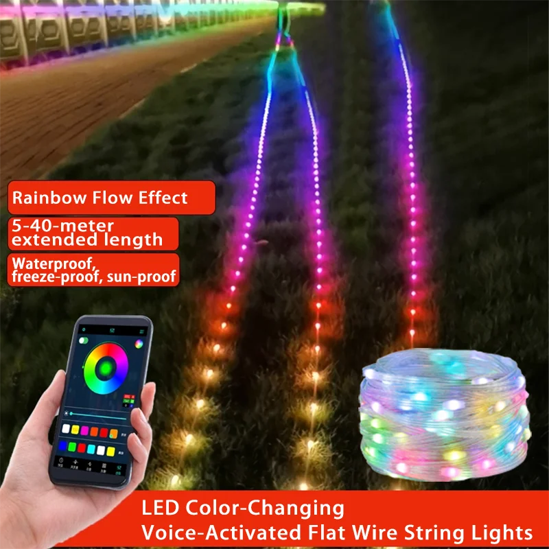 بلوتوث APP التحكم RGBIC الجنية أضواء مقاوم للماء USB الموسيقى حلم اللون ضوء غرفة الحفلات الديكور سلسلة LED الذكية