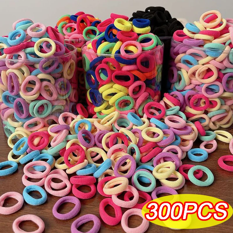 100/300pcs Mini Colorful Hair Rubber Bands Women Sweet Girls Small Basic Nylon Ealstic Ponytail Holder Tie Scrunchie Headwear