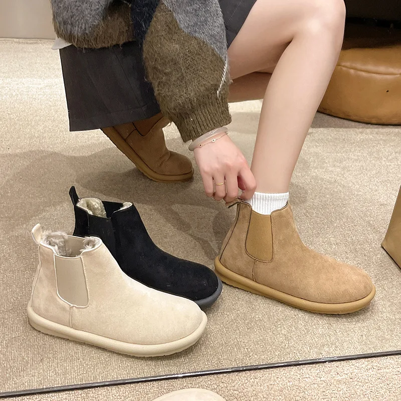 Обувь Зимние сапоги на плоском каблуке Женские сапоги с круглым носком Австралия Роскошный дизайнер 2023 Осень Снежная мода Средняя резина на шнуровке F
