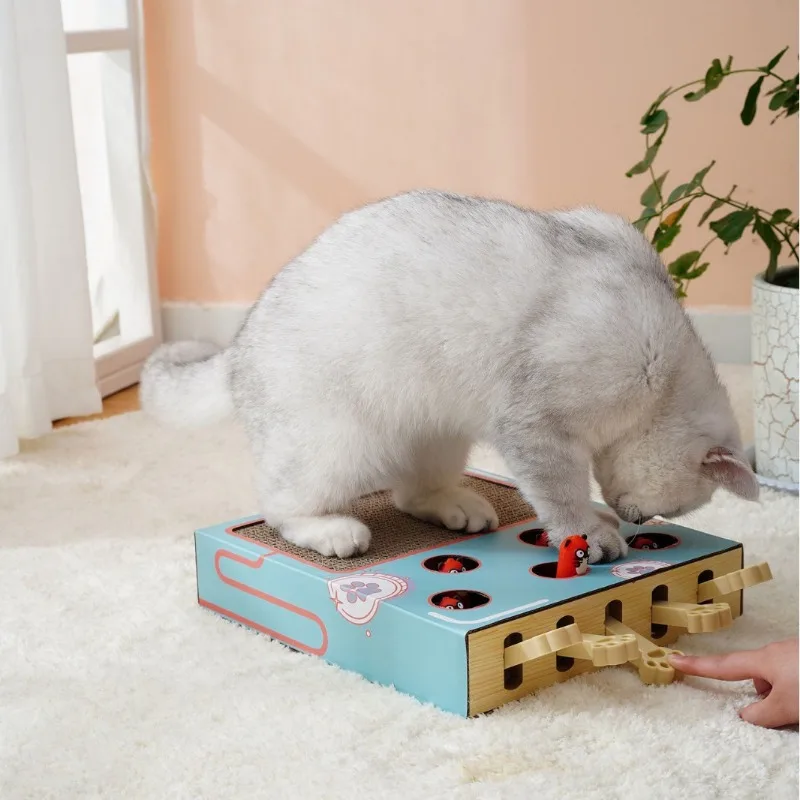 

Cat Scratching Board & Whack-a-Mole Toy - Interactive Multifunctional, Ideal for Grinding Claw & Play Rest