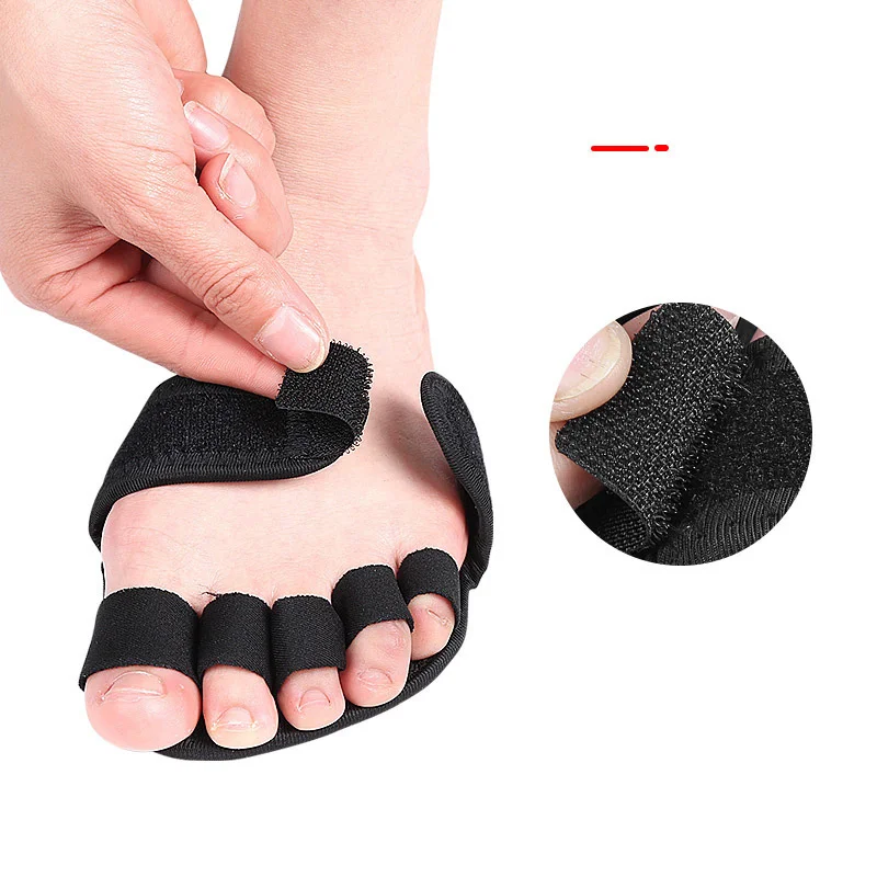 1 par ajustável 5 dedo meia palma antepé almofada polegar dedo do pé eversão sobreposição martelo em forma de toe divisor ferramentas de cuidados com os pés