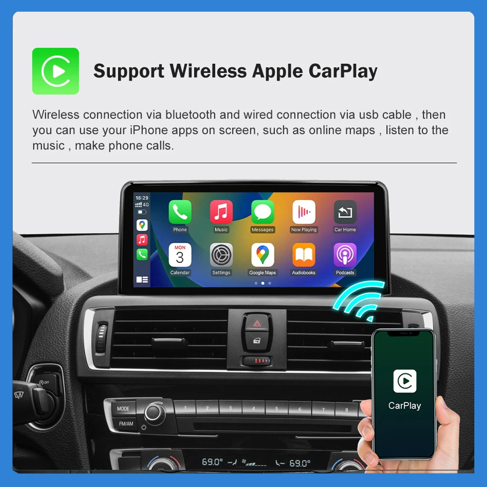 AUTOTOP-Carplay inalámbrico con pantalla Linux de 10,25 pulgadas para BMW, reproductor Multimedia con Android, BT, para BMW F30, F31, F32, F33, F34, F35, F20, F21, F22, NBT 4