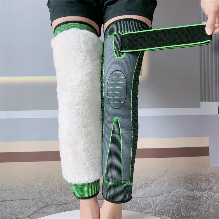 新しい厚くて長いストラップ付きウール製膝と脚のプロテクター、暖かい男性と女性向け