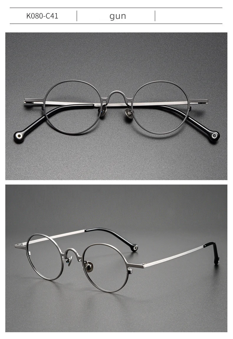 2022 Ultraleicht Retro Kleine Runde Rahmen Reinem Titan Gläser Marke Design Photochrome Anti-Blau Licht Lesebrille Für Männer – Detail 15