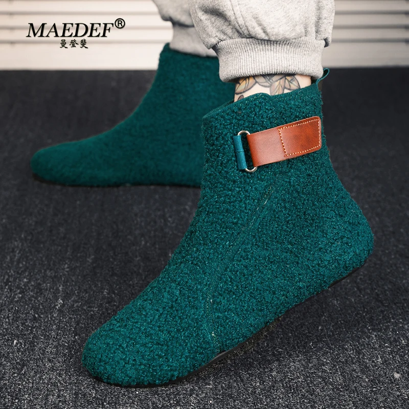 MAEDEF Cotton Shoes Male Boots Men Winter Warm Indoor Home Shoe Comfortable Plush Man Casual Shoes Soft  Anti-slip Walking Shoes