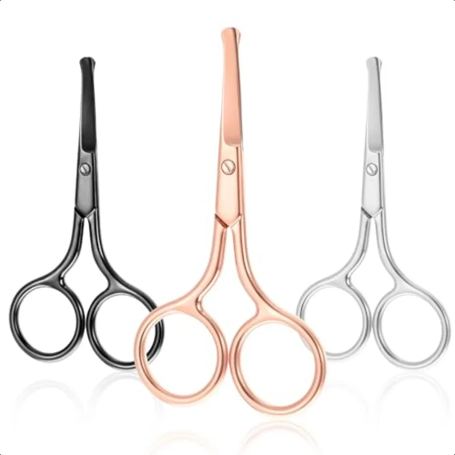 

3Colors Nose Eyebrow Trimmer Scissors for Men Women Rounded Tip Stainl Steel