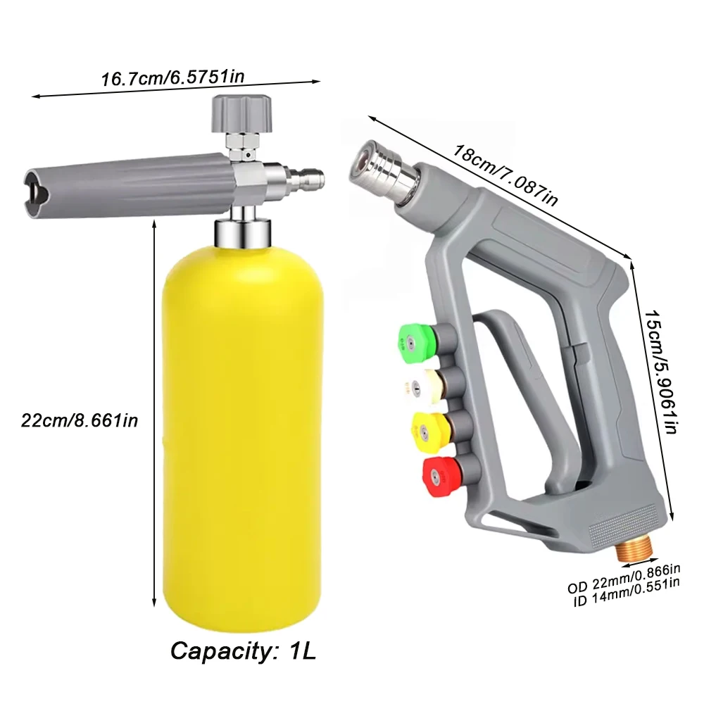 5000psi High Pressure Car Wash Water Gun Dual Purpose Switch Stainless Steel Dual Valve Foam Cannon Car Wash Tool