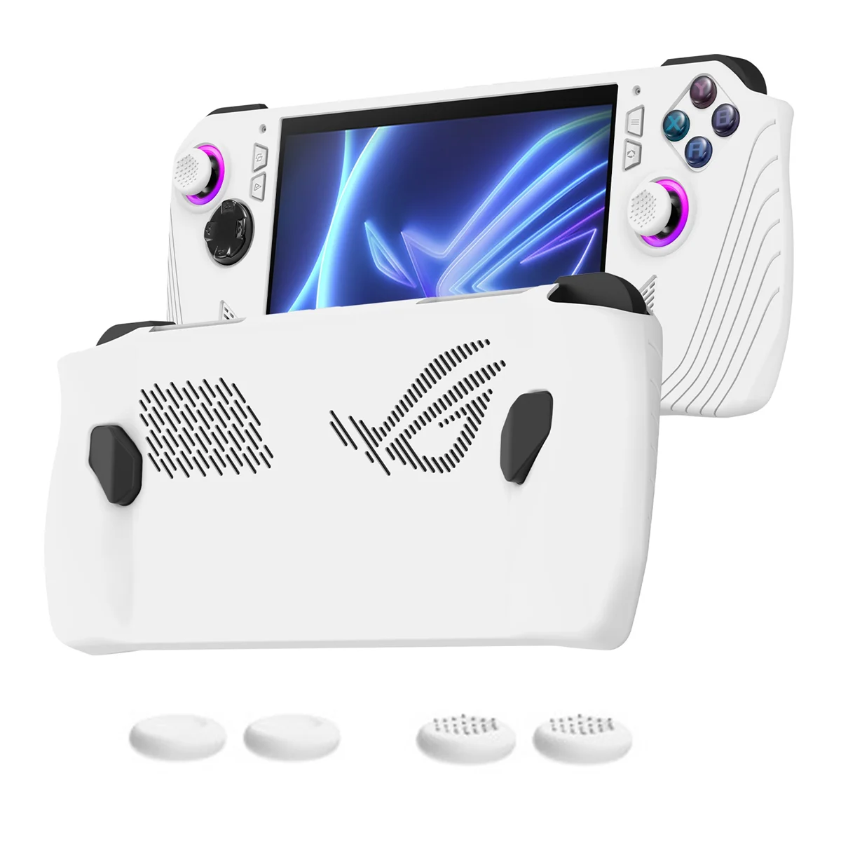 For ROG Ally Handheld Game Console All-Inclusive Silicone Protective Case Handheld Anti-Drop Protective Case,White-BLife