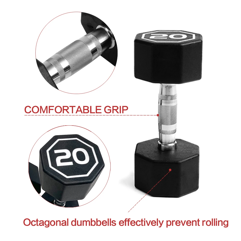 

20 LBS Premium Octagonal Dumbbell, Hard Chrome Plated Handle Dumbbells to Assist with Push-Ups, for commercial and home use