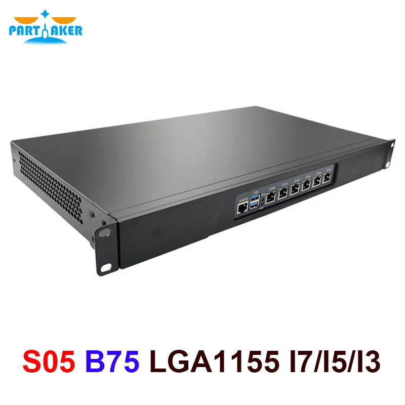 1U Rackmount Network Firewall Appliance B75 LGA1155 Intel i7 3770 i5 3470 i3 3220 With 6 Intel NICs Soft Router pfSense OPNsens