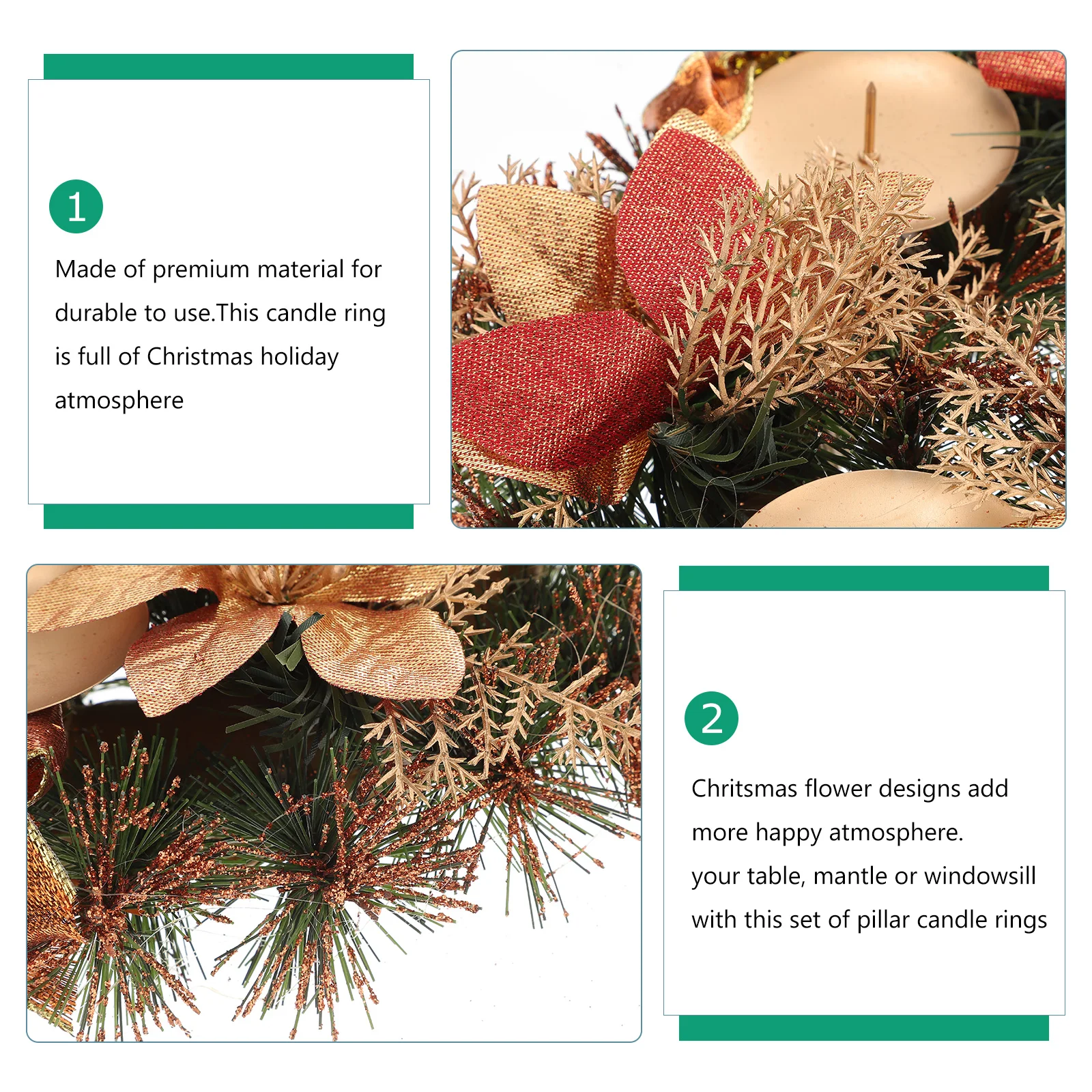 

Decorative Candlestick Garland Christmas Ring Table Holder Wreath for Dinner Party