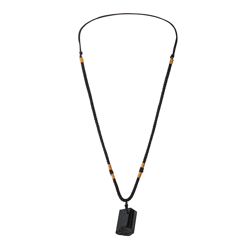 Natural Black Tourmaline Stone Necklace Crystal Black Tourmaline Pendant