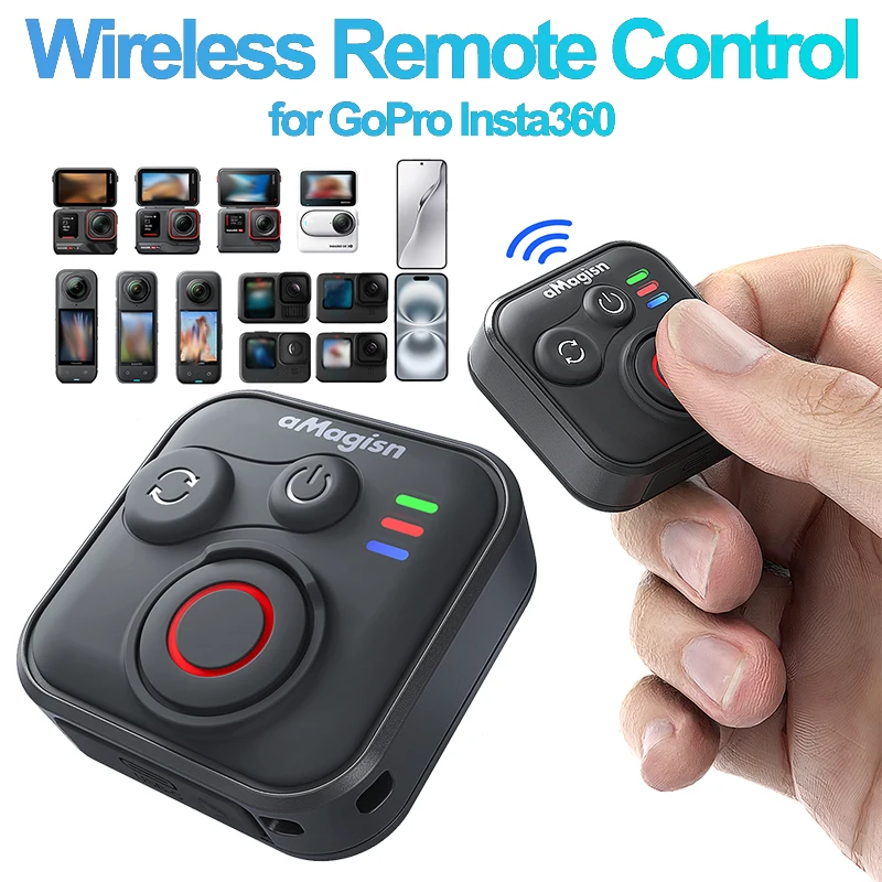 

Wireless Bluetooth Remote Control with Wrist Strap for Insta 360 X5 X3 X4 GO 3S ACE Pro 2 GoPro 13/12/11/10/9/8 Action Camera