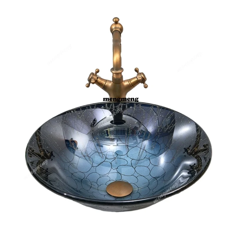 

Tempered glass wash basin Nordic style art table wash basin bathroom toilet wash basin