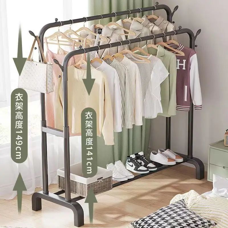 Oustin Floor Standing Clothes Drying Rack for Balcony Indoor Hanging Garment Rack Simple Hat and Coat Stand for Dormitory