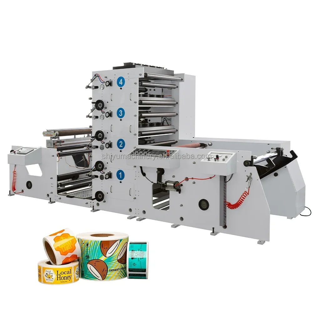Customized 4 Colors UV Drying Tower High Speed Sticker Label Flexo Printing Machine