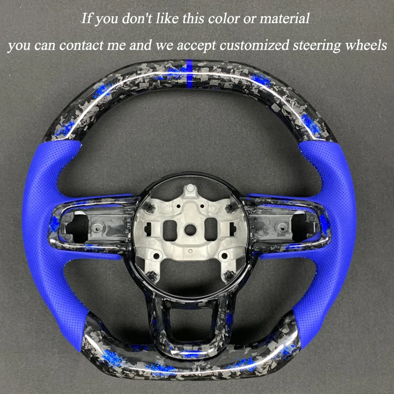 Customized Jeep Wrangler blue forged carbon fiber heated sport steering wheel for 2022, 2023, 2024, 2018, 2019, and 2020