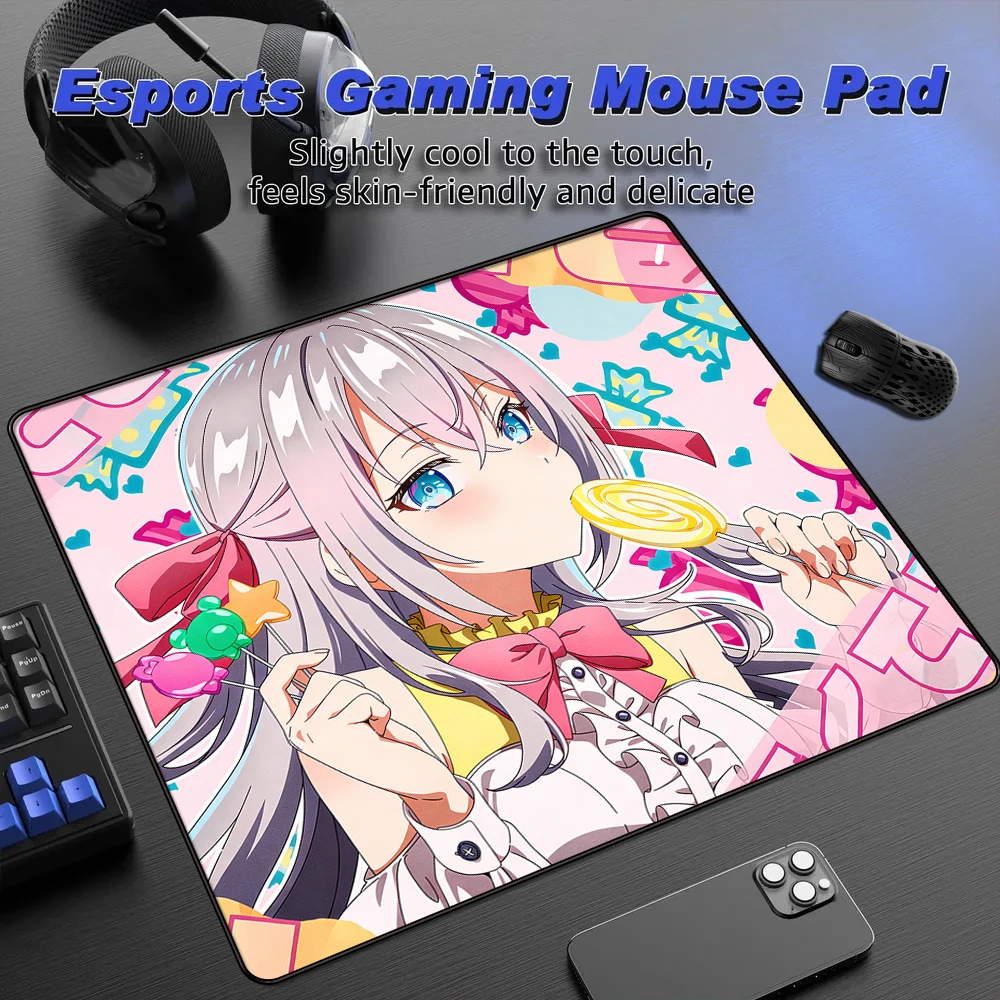 

Cute Anime Cat Girl With Lollipop Gaming Mouse Pad Kawaii Pink Desk Mat For Girls Gift Office Mousepad Waterproof Mouse Mat