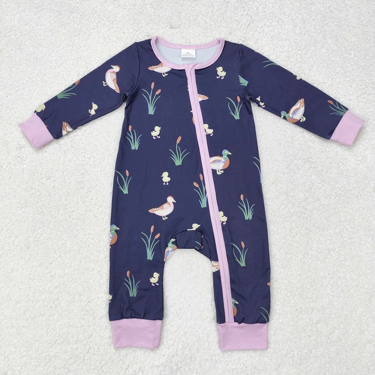 

Wholesale Toddler Baby Girl Ducks Romper Clothes Kids One-piece Newborn Coverall Bodysuit Zipper Long Sleeves Jumpsuit