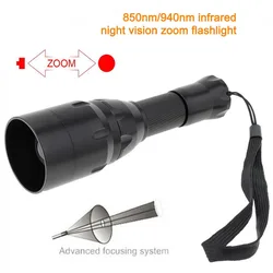 C16 IR 850nm Lamp Night Vision Hunting Torch IR 940nm Tactical Infrared Radiation Zoomable Focus Outdoor Waterproof Flashlight