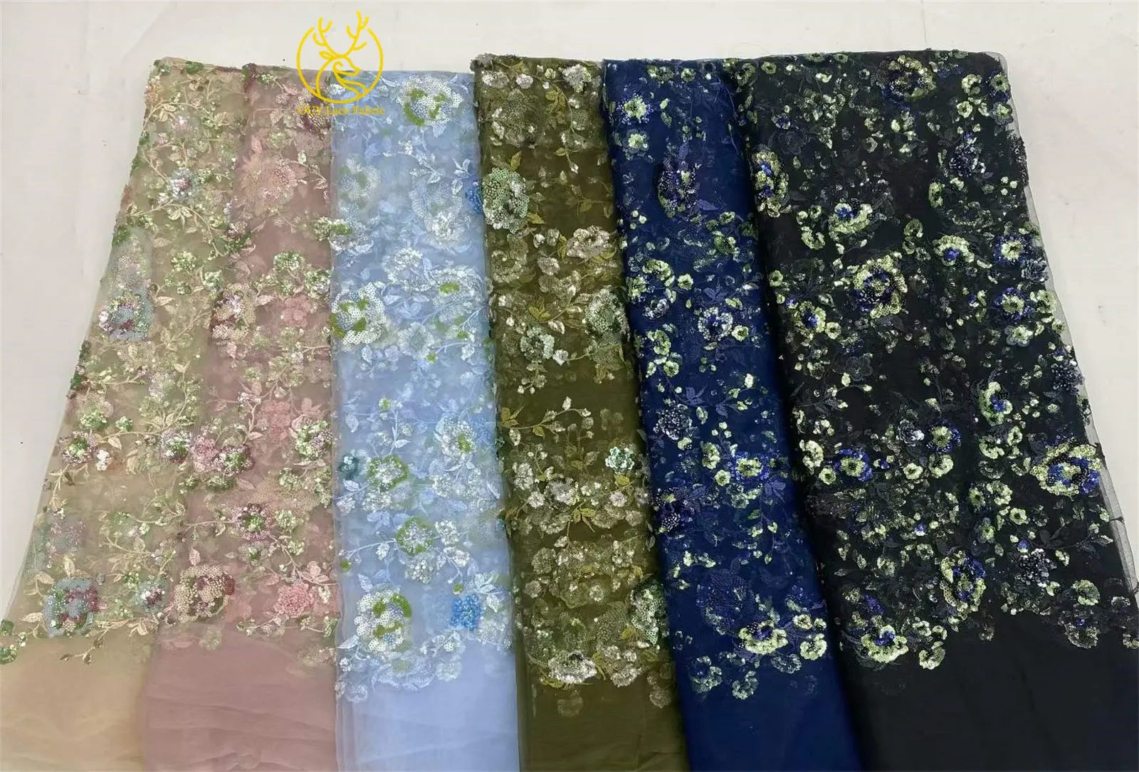Elegantes Brautkleid mit Pailletten-Stickerei, Spitzenstoff 2026, Hochwertige Afrikanische Perlen-Tüllspitze für Damenkleider zum Nähen – Detail 19