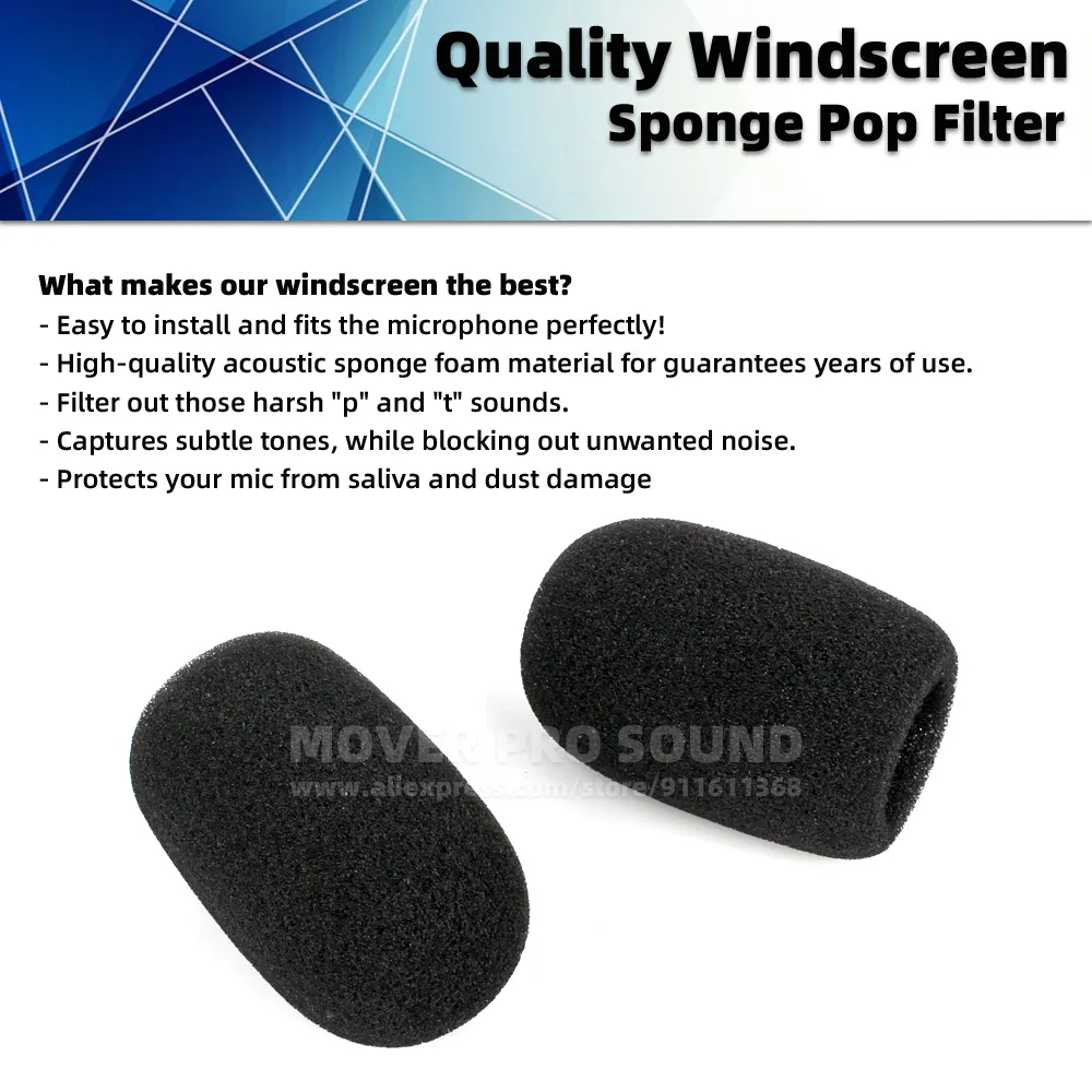 2PCS/LOT For SHURE SM81 SM 81 LC Microphone Windscreen Pop Filter Windshield Sponge Foam Instrument Mic Windproof Mask Cover