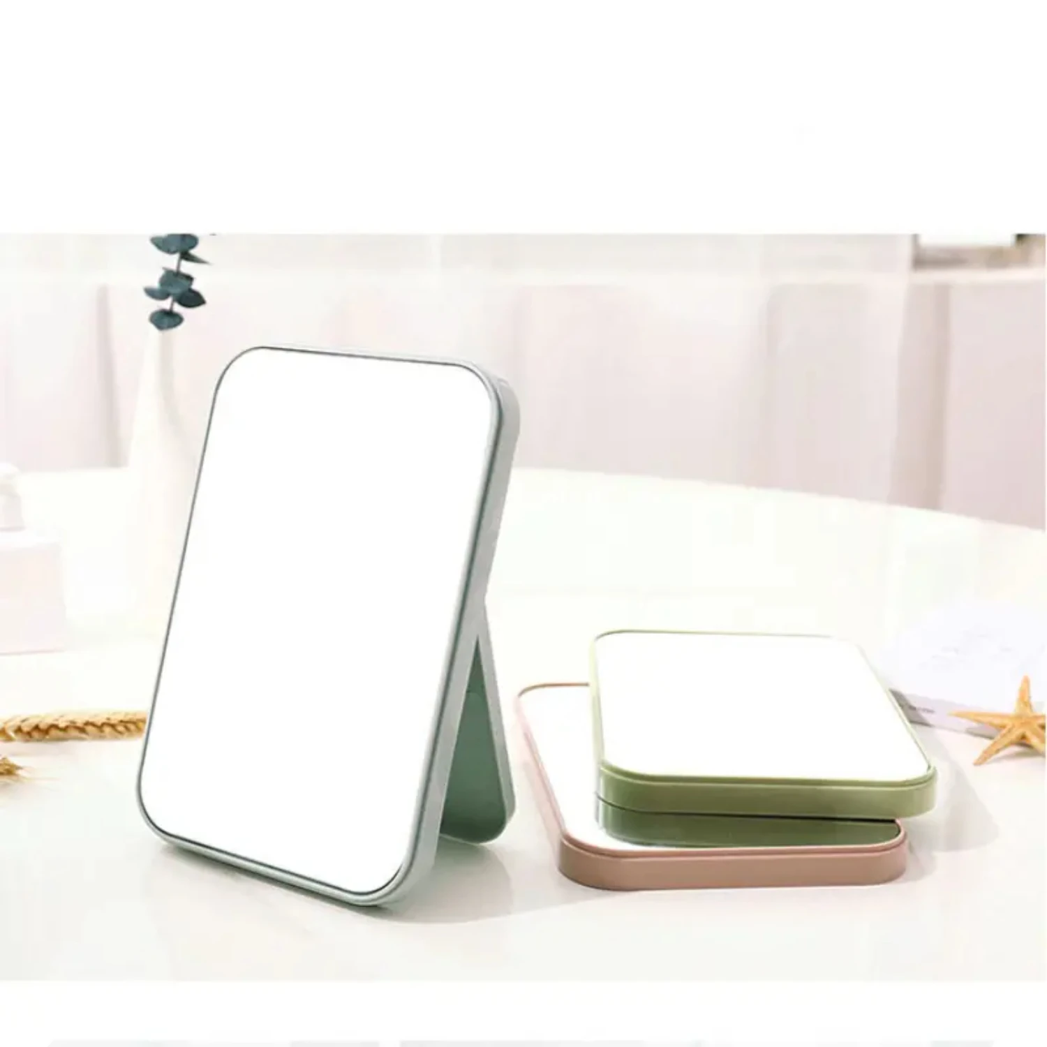 Miroir de bureau pliable pour étudiant, chambre à coucher, HD, portable, princesse, carré, beauté, petit voyage, adapté aux cadeaux pour femmes