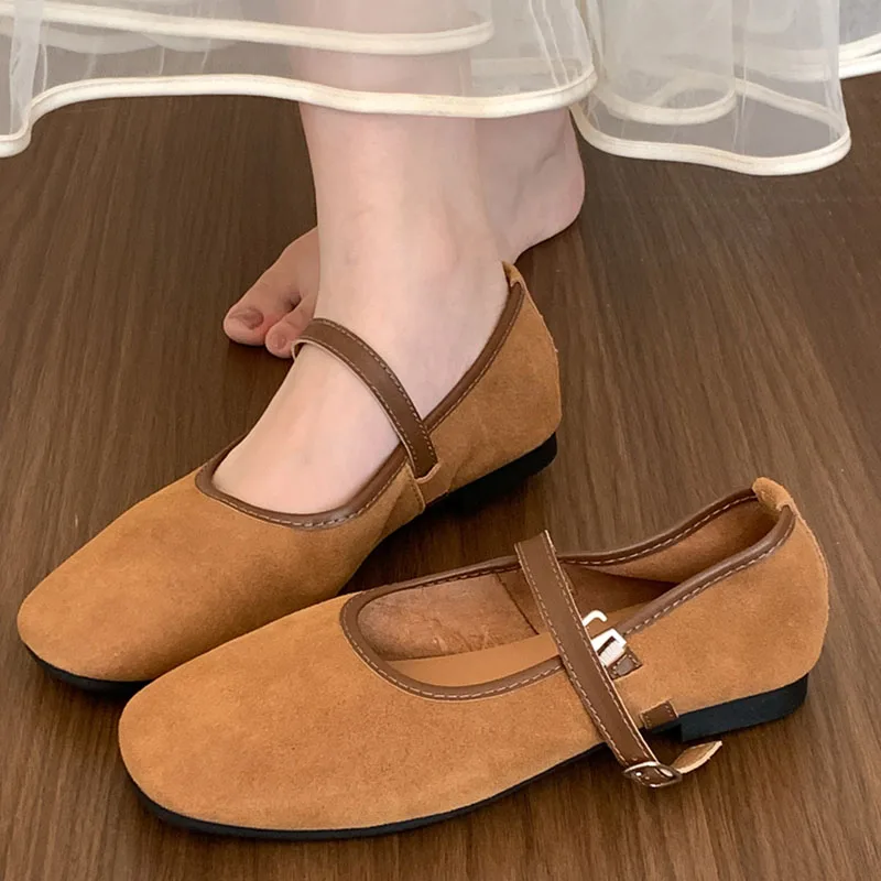 

2024 Autumn Women Flat Shoes Fashion Round Toe Shallow Ladies Casual Mary Jane Shoes Soft Sole Outdoor Ballerinas Shoes New