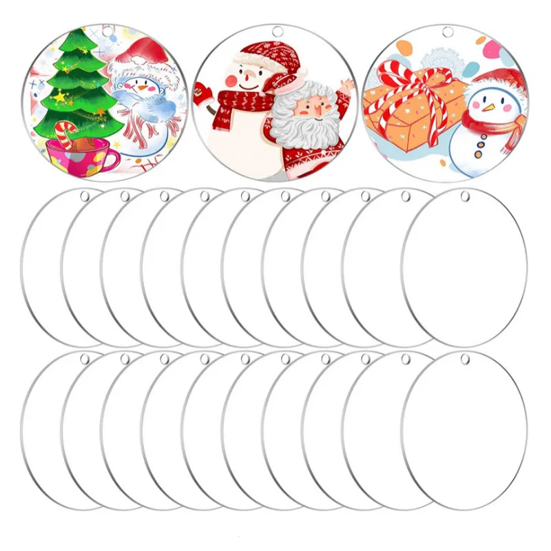 Clear Acrylic Circle Discs Acrylic Blanks Keychain Bulk for Keychain Pendant DIY Jewelry Making and Holiday Hanging Decorations